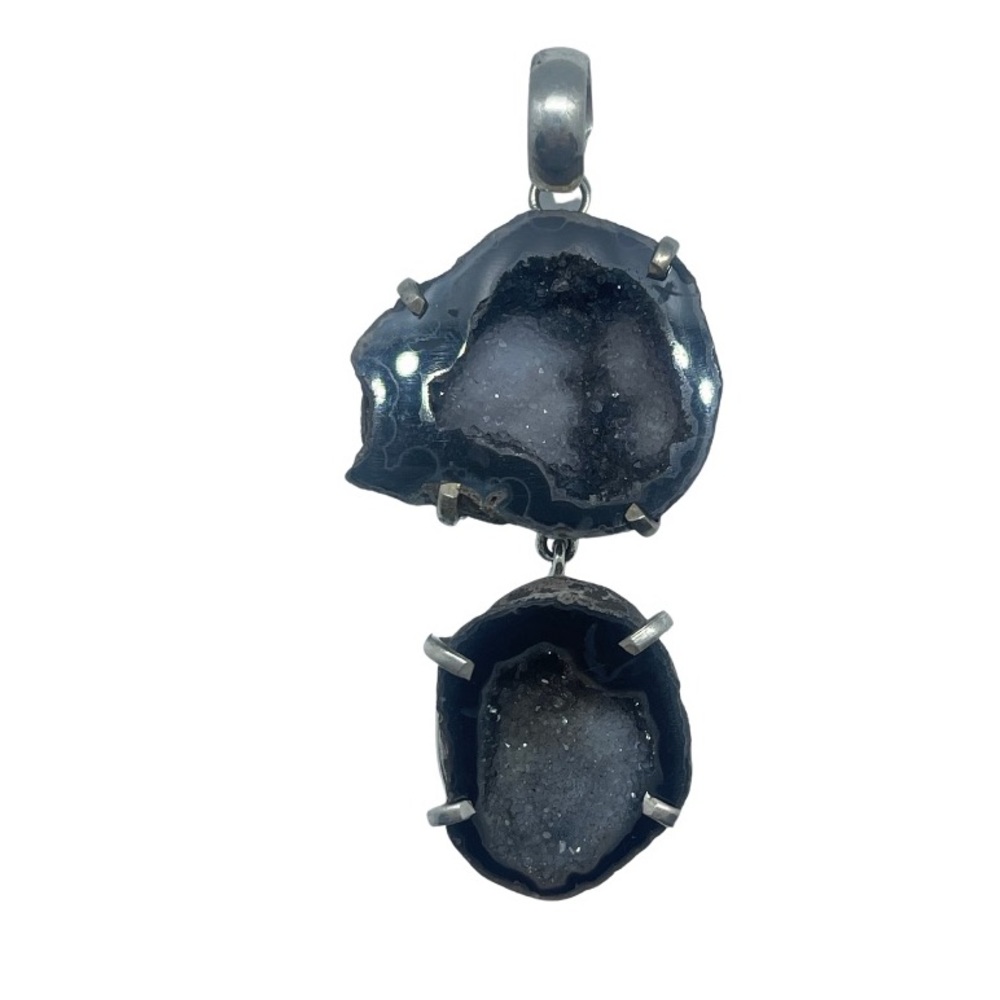 Black Druzy Geode Pendant - Picture 1 of 1